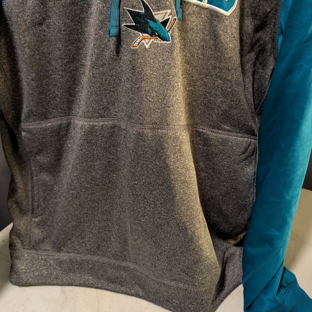 NHL San Jose Sharks Teal and Gray Hoodie Large - Picture 7 of 13